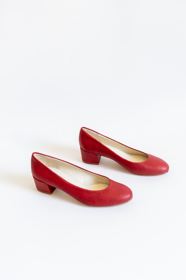 Zapatos Tacon Medio Rojos Mujer