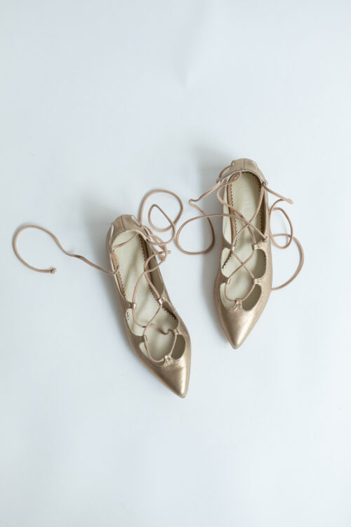 Golden Ballerinas Knotted Ankle Straps