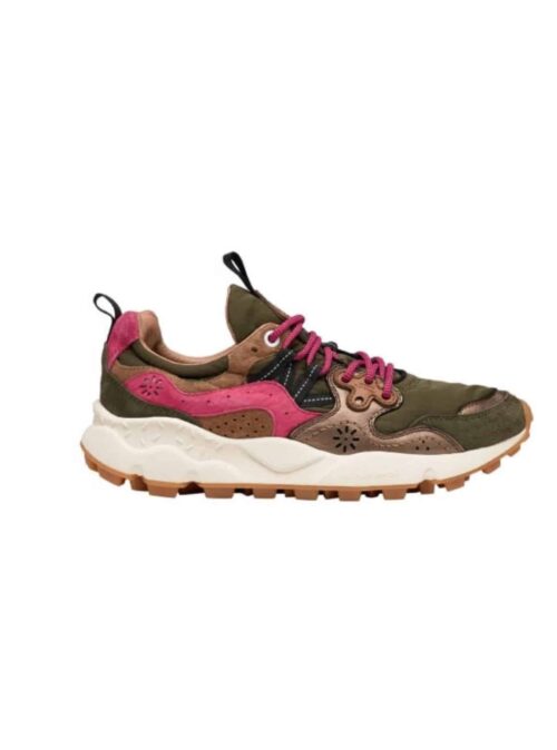 Sneakers Mujer Trekking Miltar Green And Pink