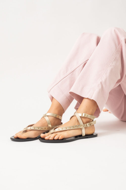 Sandalias Doradas Tiras Mujer