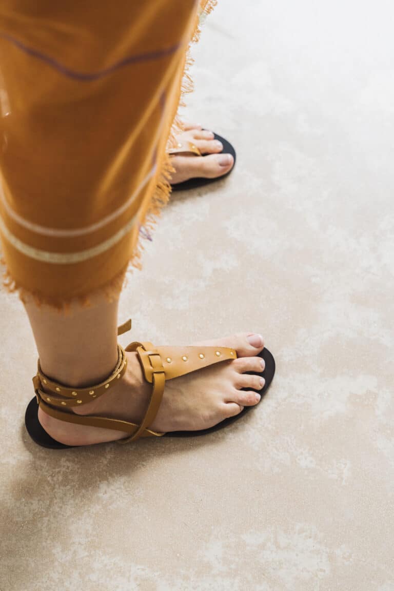 Mustard Straps and Studs Sandals