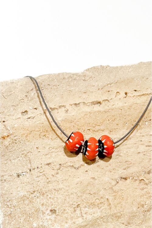 Women's terracotta necklace with orange crystal balls1