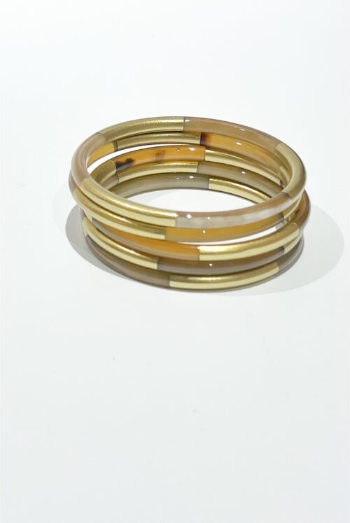 Golden striped lacquered horn bracelet