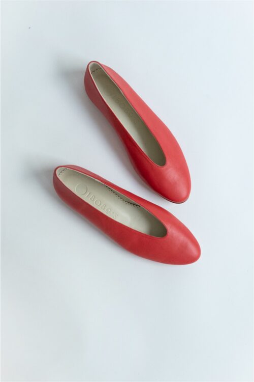 Red Leather Ballerinas