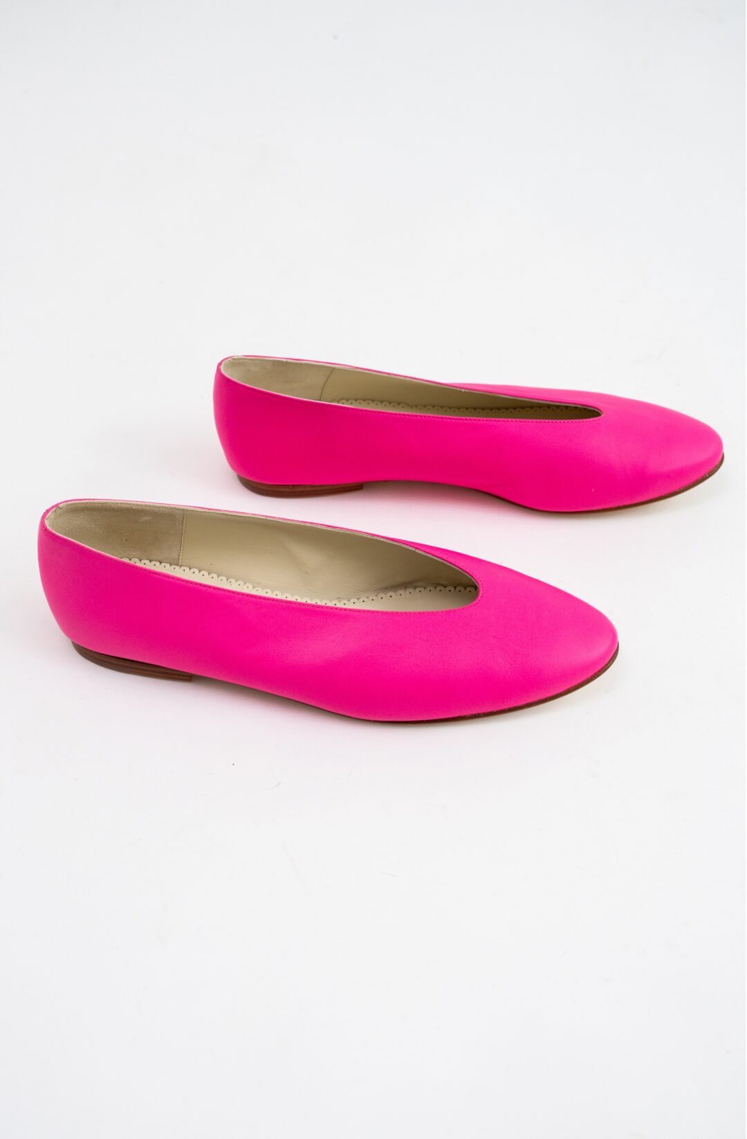 Pink fluorine leather ballerinas