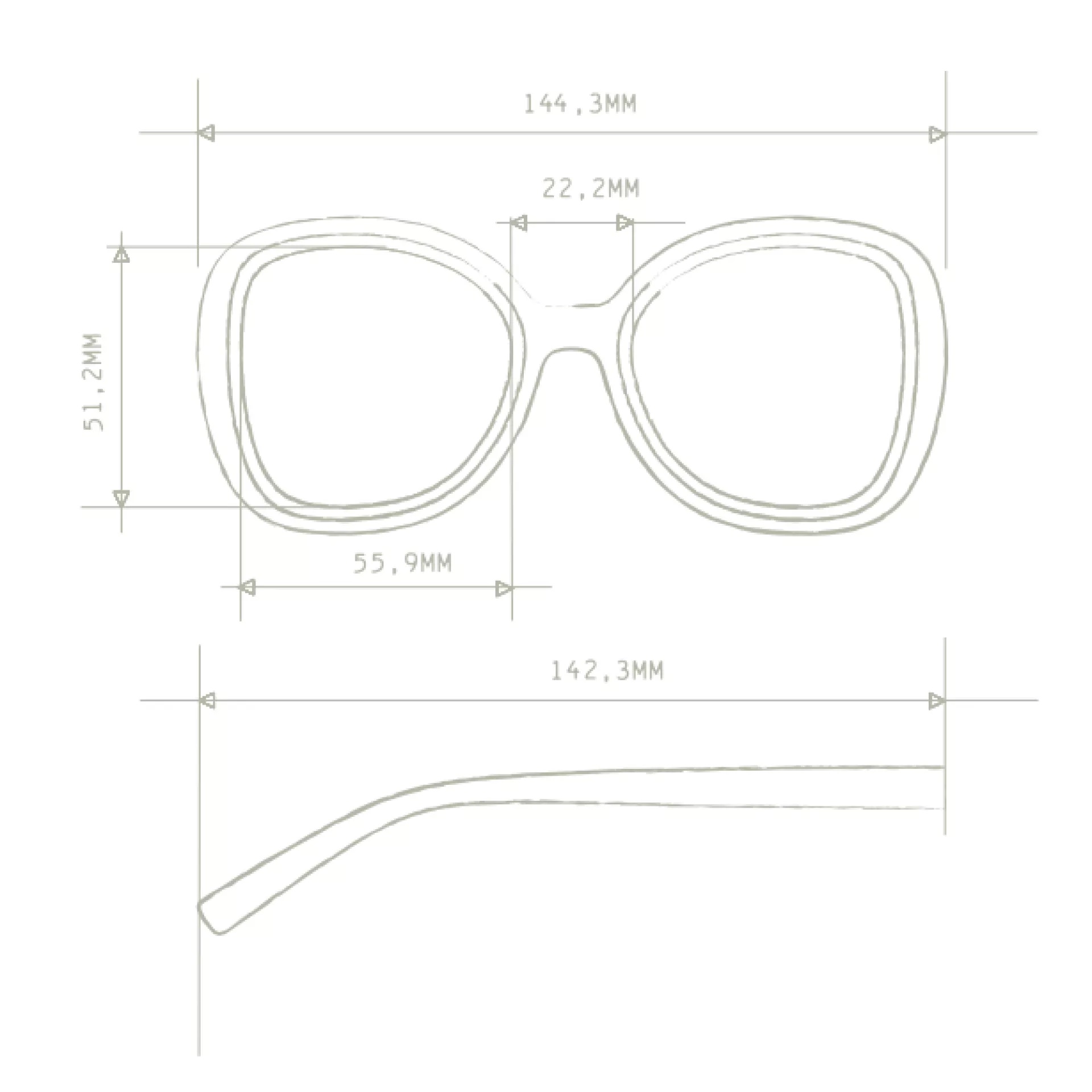 Buterfly glasses measurements