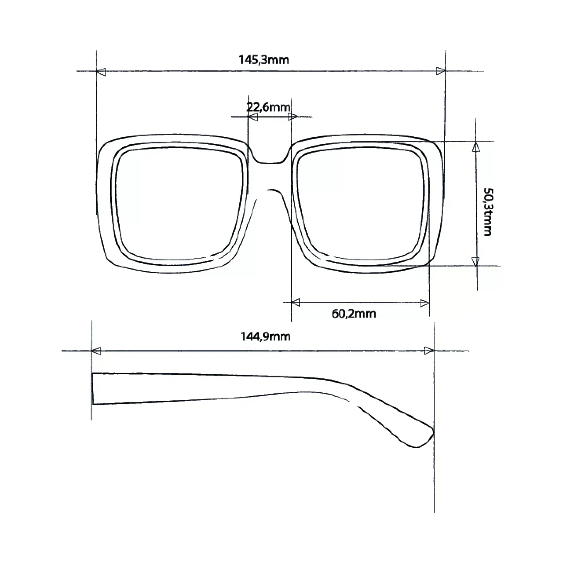 Square glasses measurements