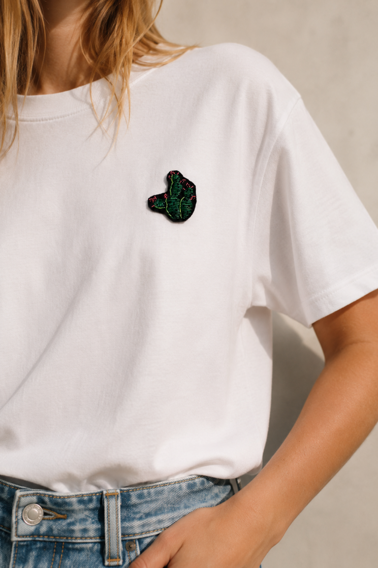 Broche Cactus verde