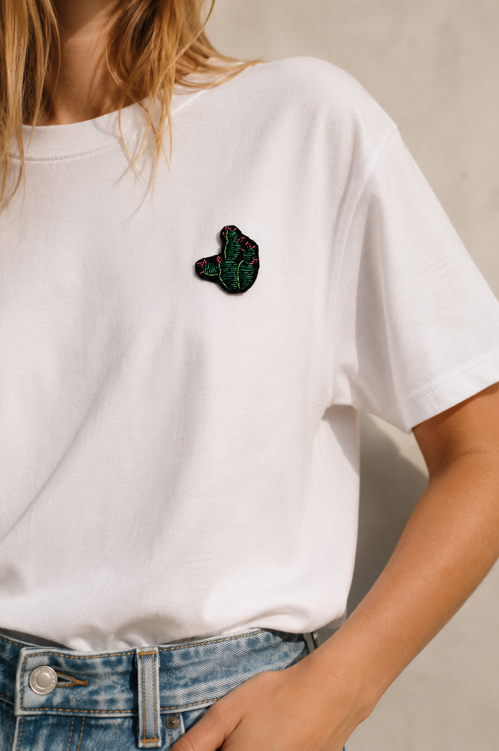 Broche Cactus verde