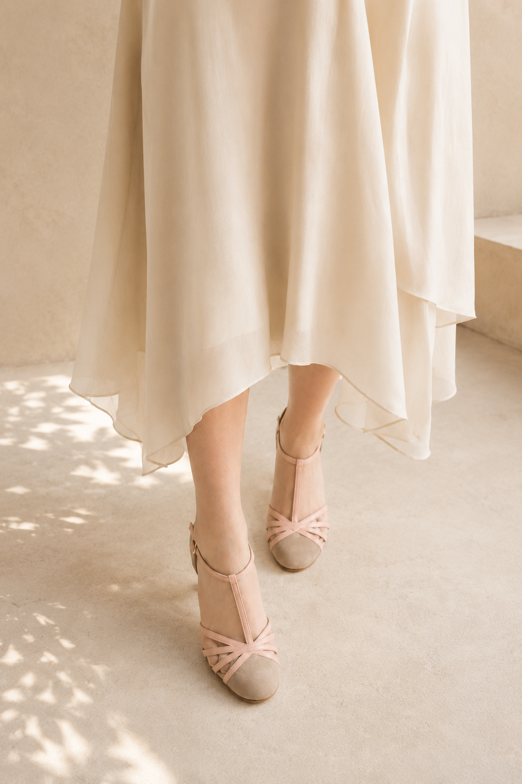 Zapato Ante topo y tiras nude mujer