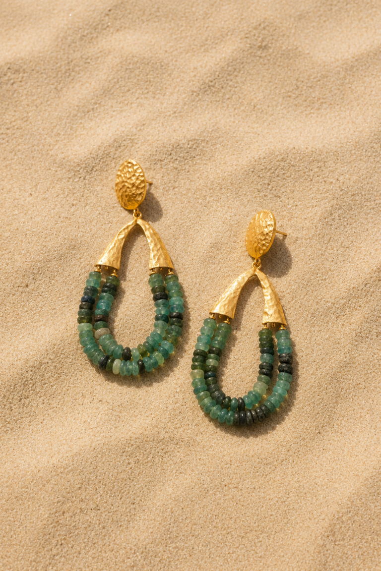 Pendientes Jade y latón bañado