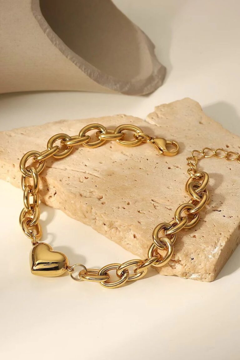 Pulsera Acero Corazon bañada en oro