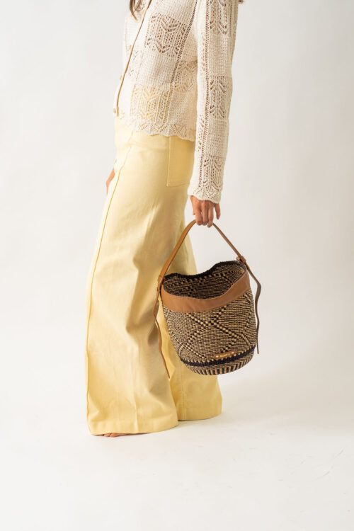 Bolso Paja Rombos Azul