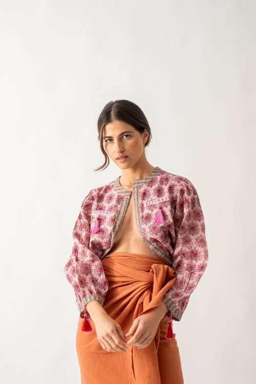 Camisa Chaqueta Rosa Pompones