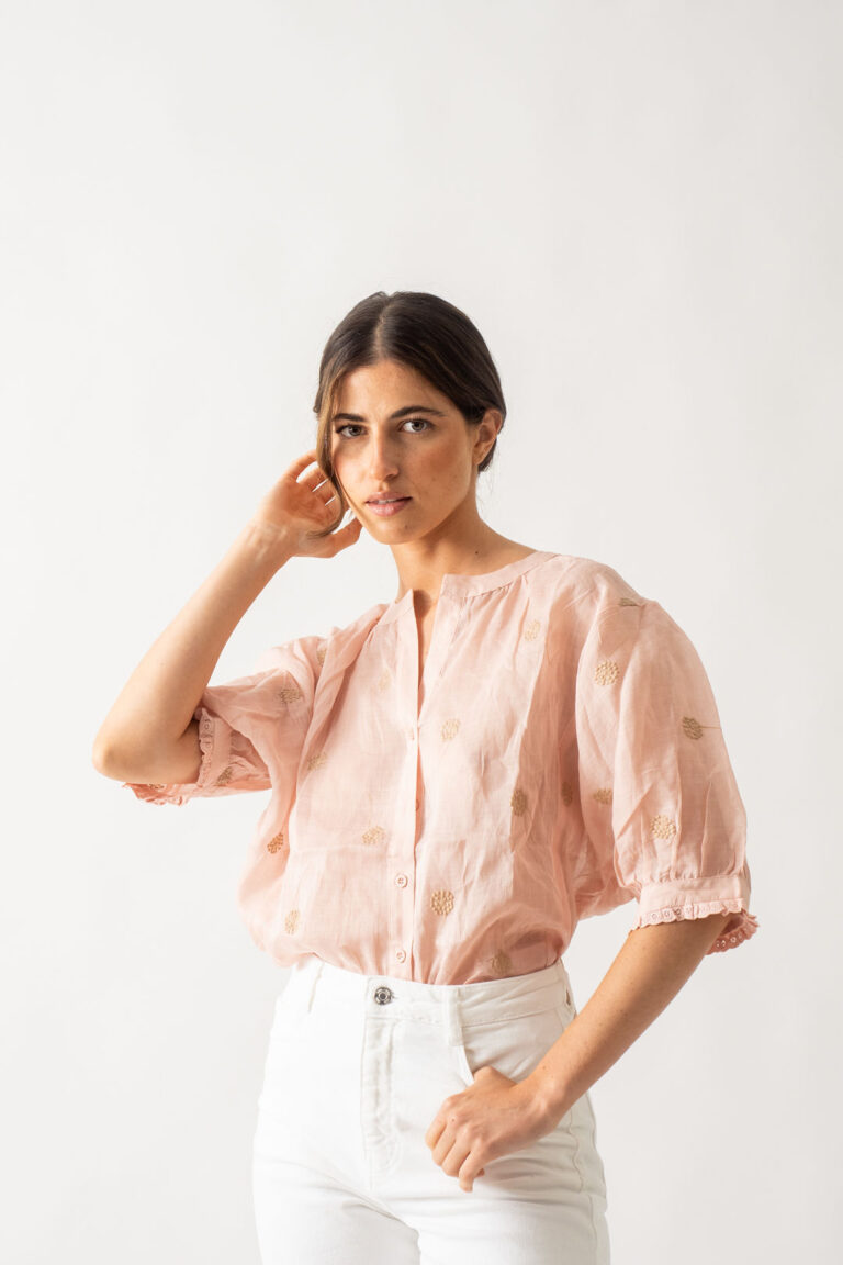 Blusa Rosa Bordada
