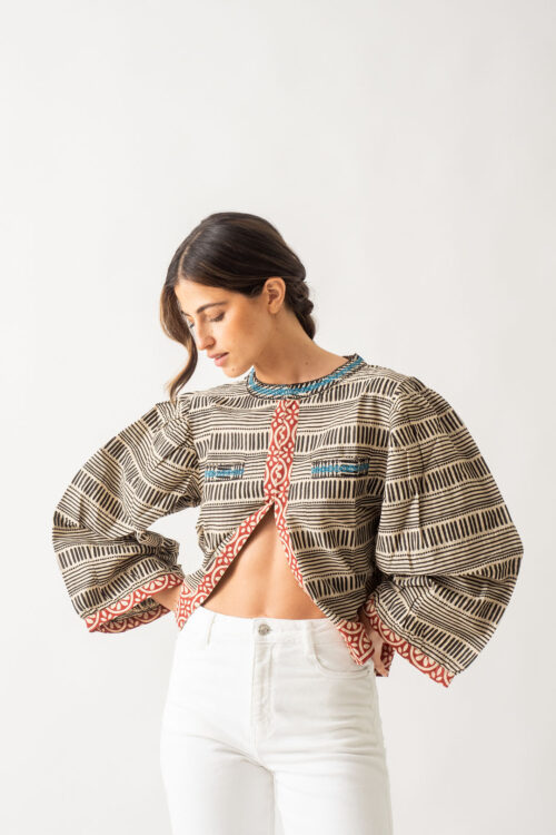 Camisa Tipo Kimono Dibujo Étnico