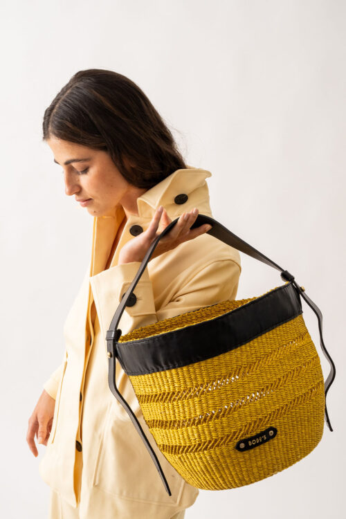 Cesta Paja amarilla y negra