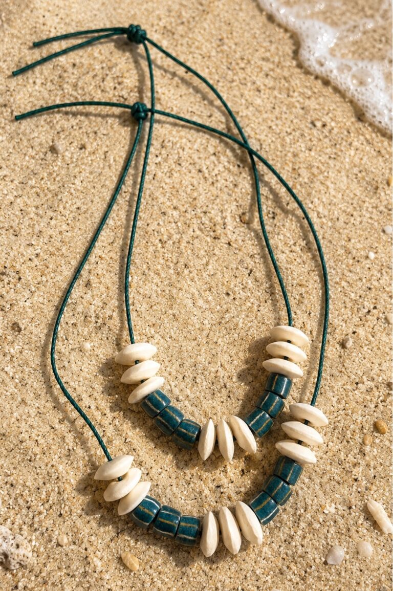 Glass and white bone necklace