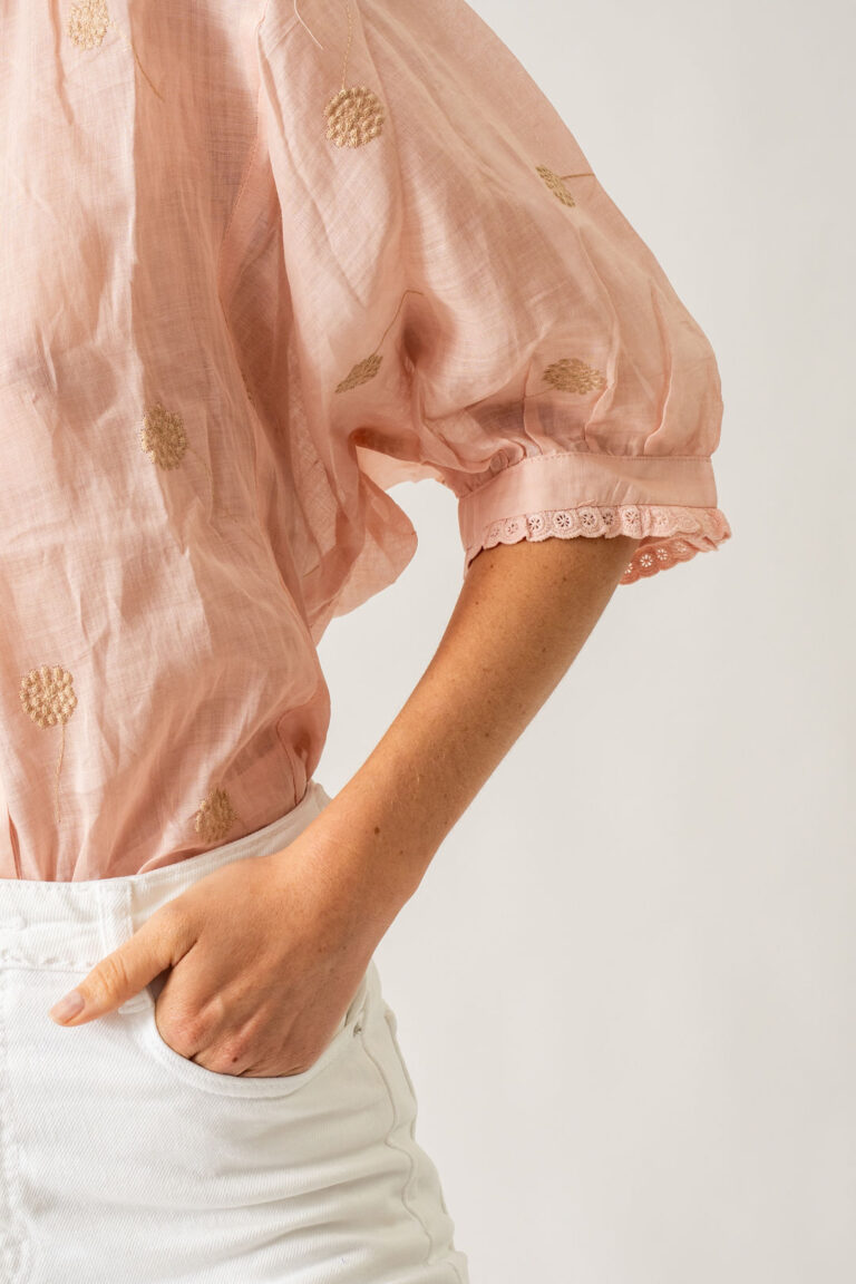 Detalle Blusa Rosa Bordad