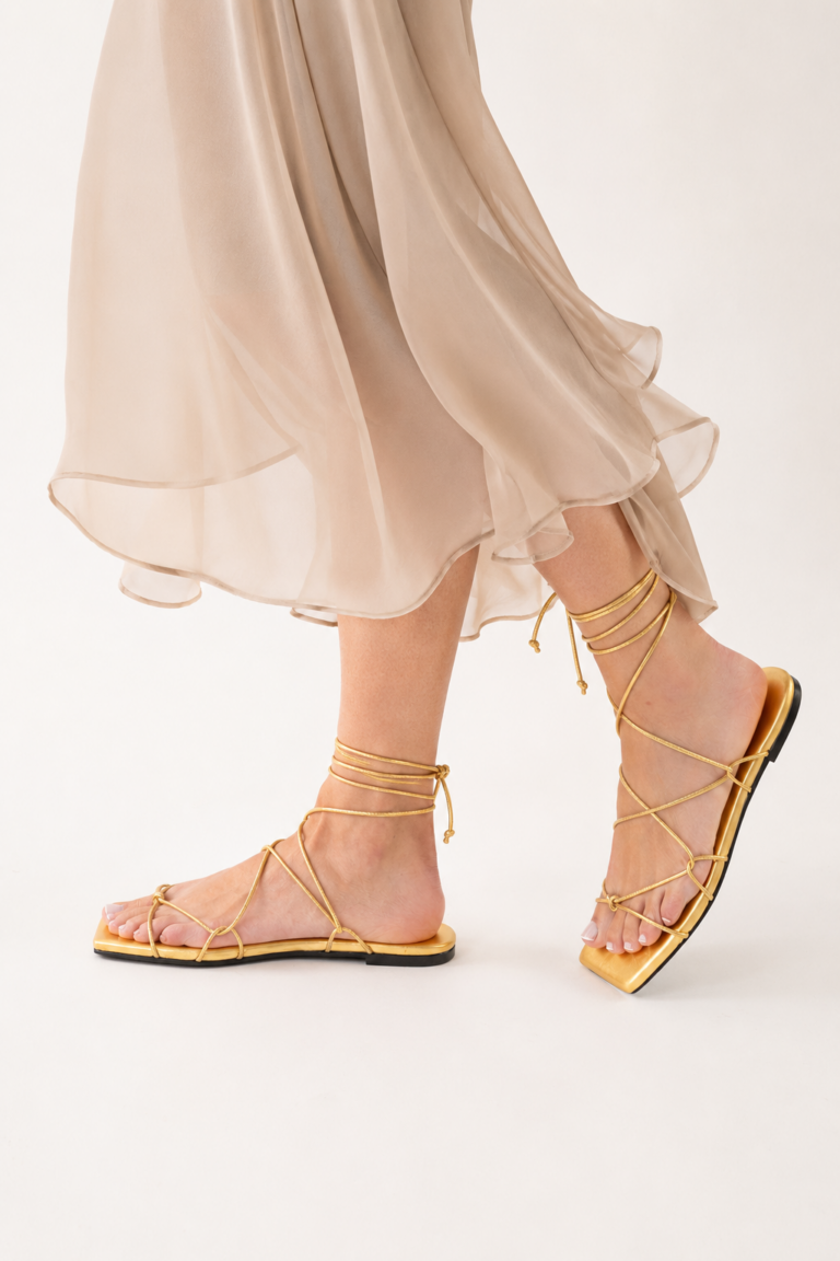 Sandalias Doradas tiras tobillo