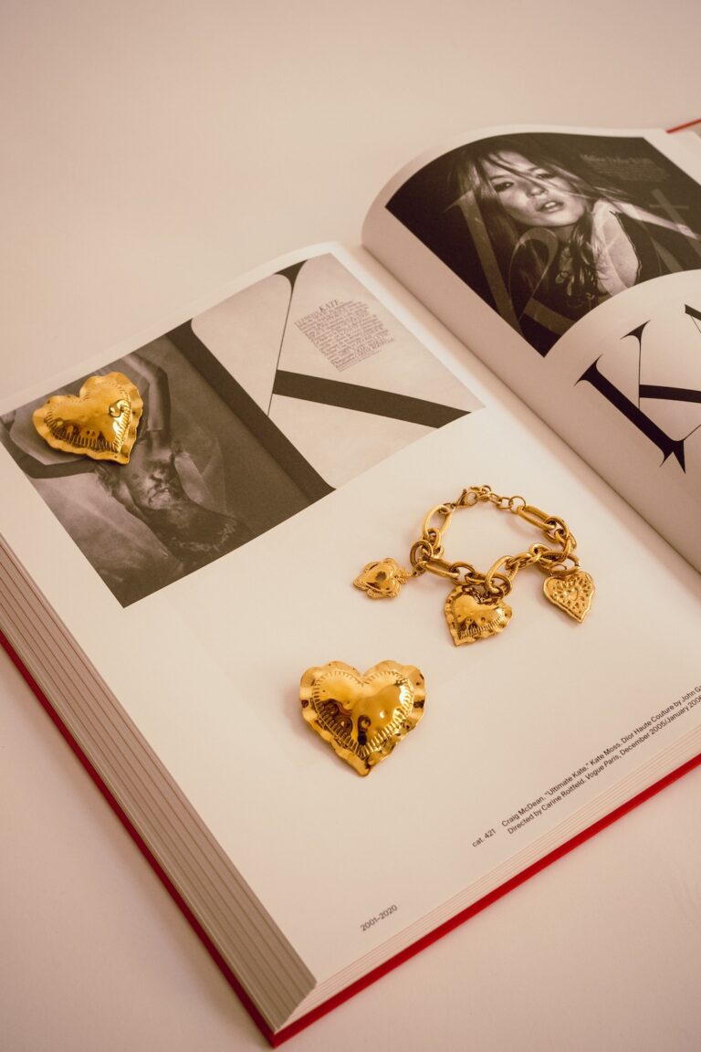 Heart bracelet and brooch set