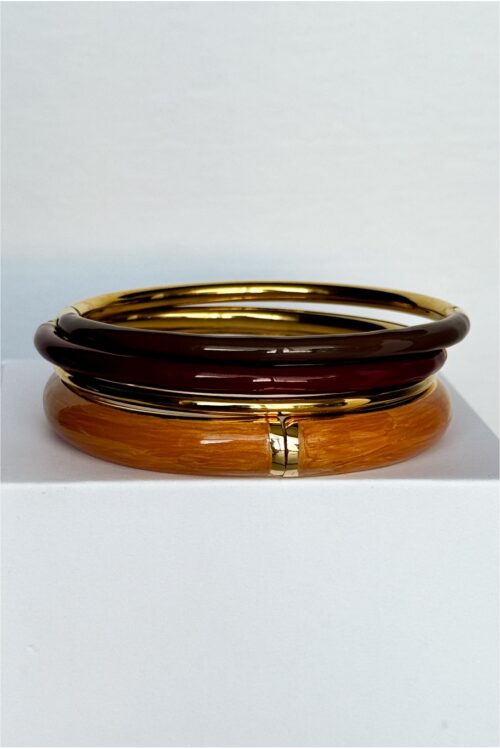 Conjunto pulseras lacadas en tonos tierra y negro3
