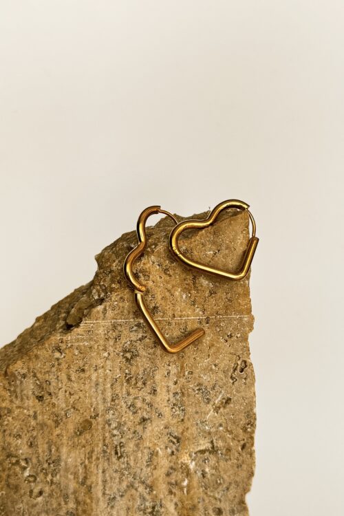 Pendientes Aro Corazón Acero Dorado