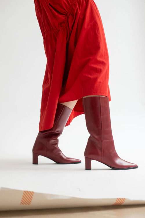 Botas media caña rojas mujer