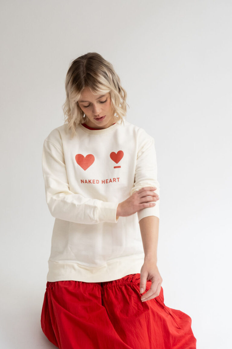 Naked Heart Women's Sweatshirt, Red and Off-White