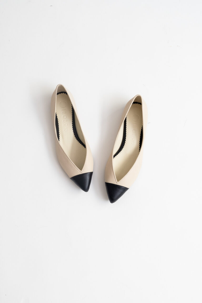 White and Black Ballerinas toe cap 3