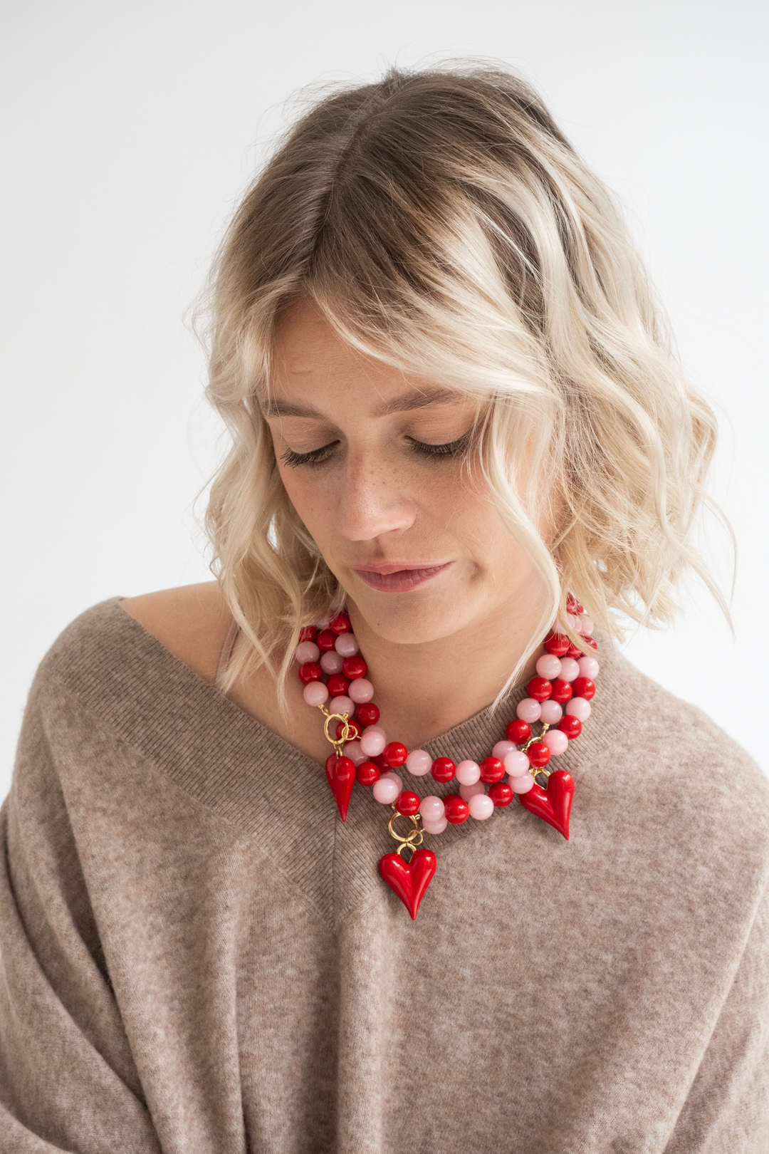 Collar Piedra Pink&Red