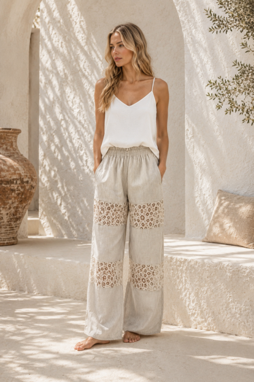 MACRAME LINEN TROUSERS