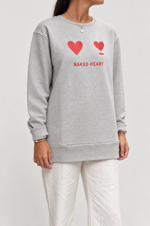 SUDADERA GRIS NAKED HEART -Boyfriend-