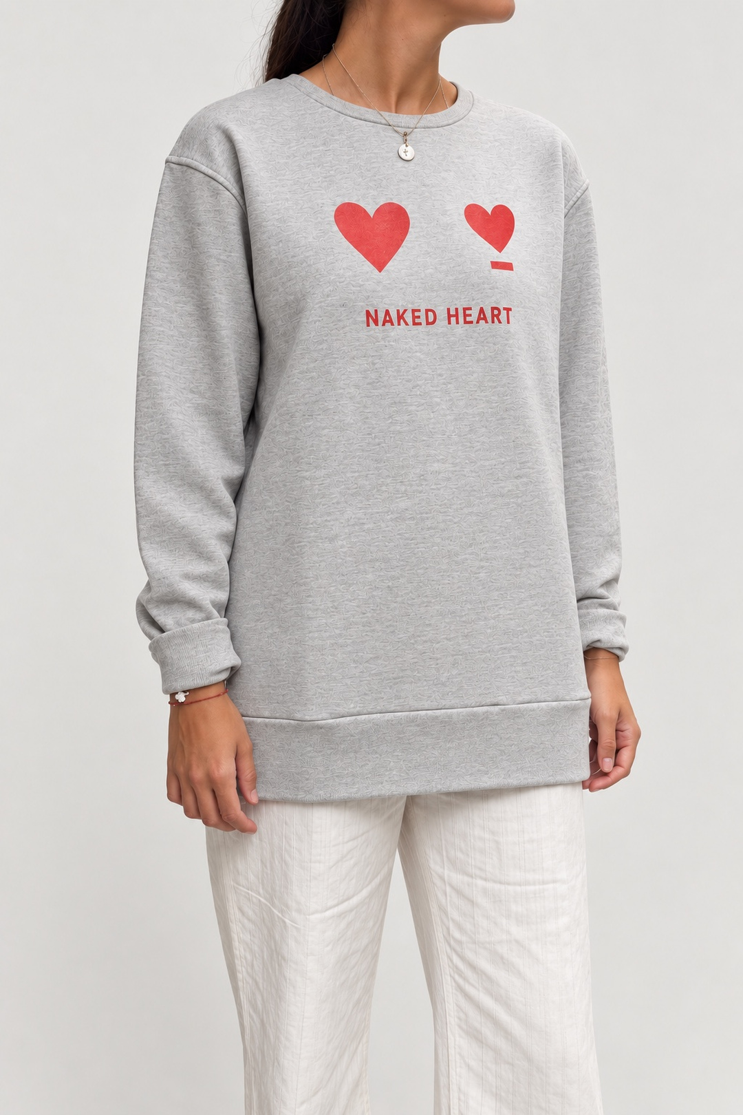 SUDADERA GRIS NAKED HEART -Boyfriend-