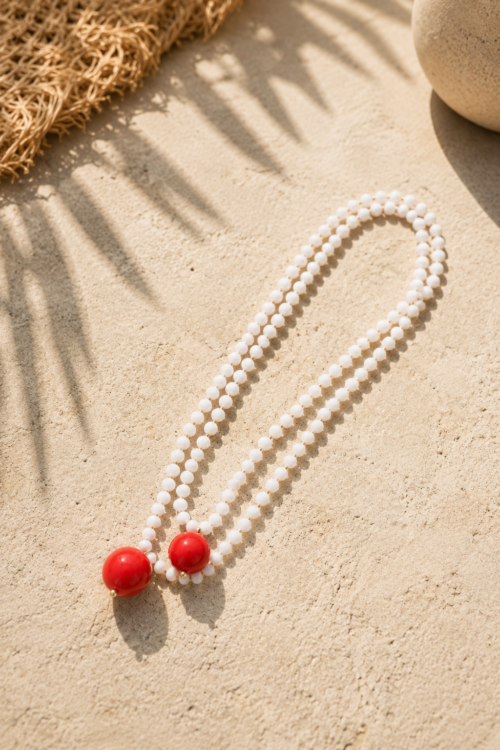 Collar Bolas White&Red
