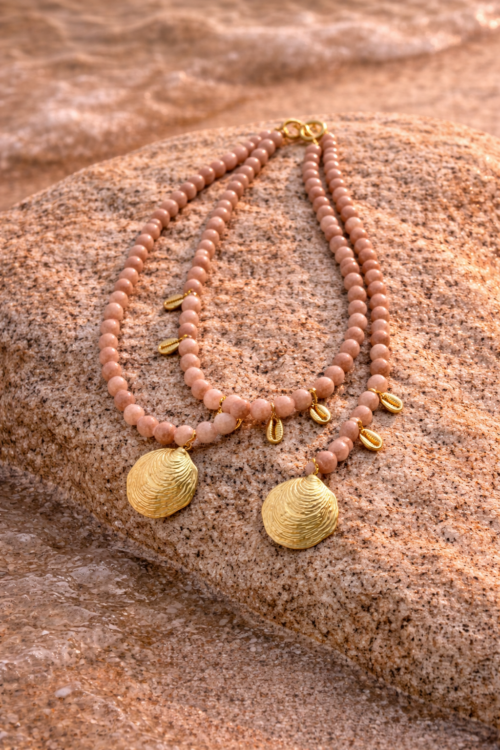 Collar Piedra rosa Concha