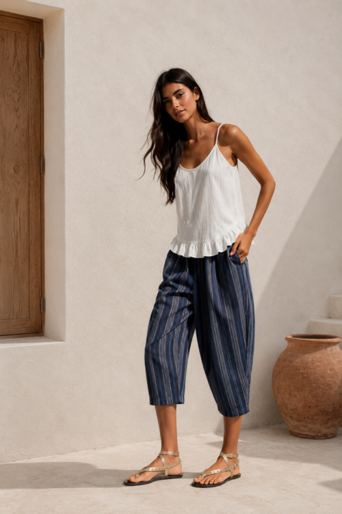 STRIPED CAPRI PANTS