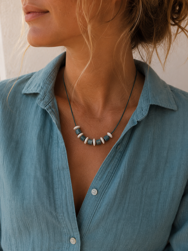 Collar HUESO Y TURQUESA NATURAL - Imagen 3