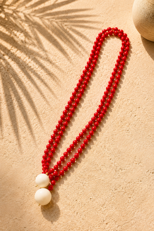 Collar Bolas Red&White