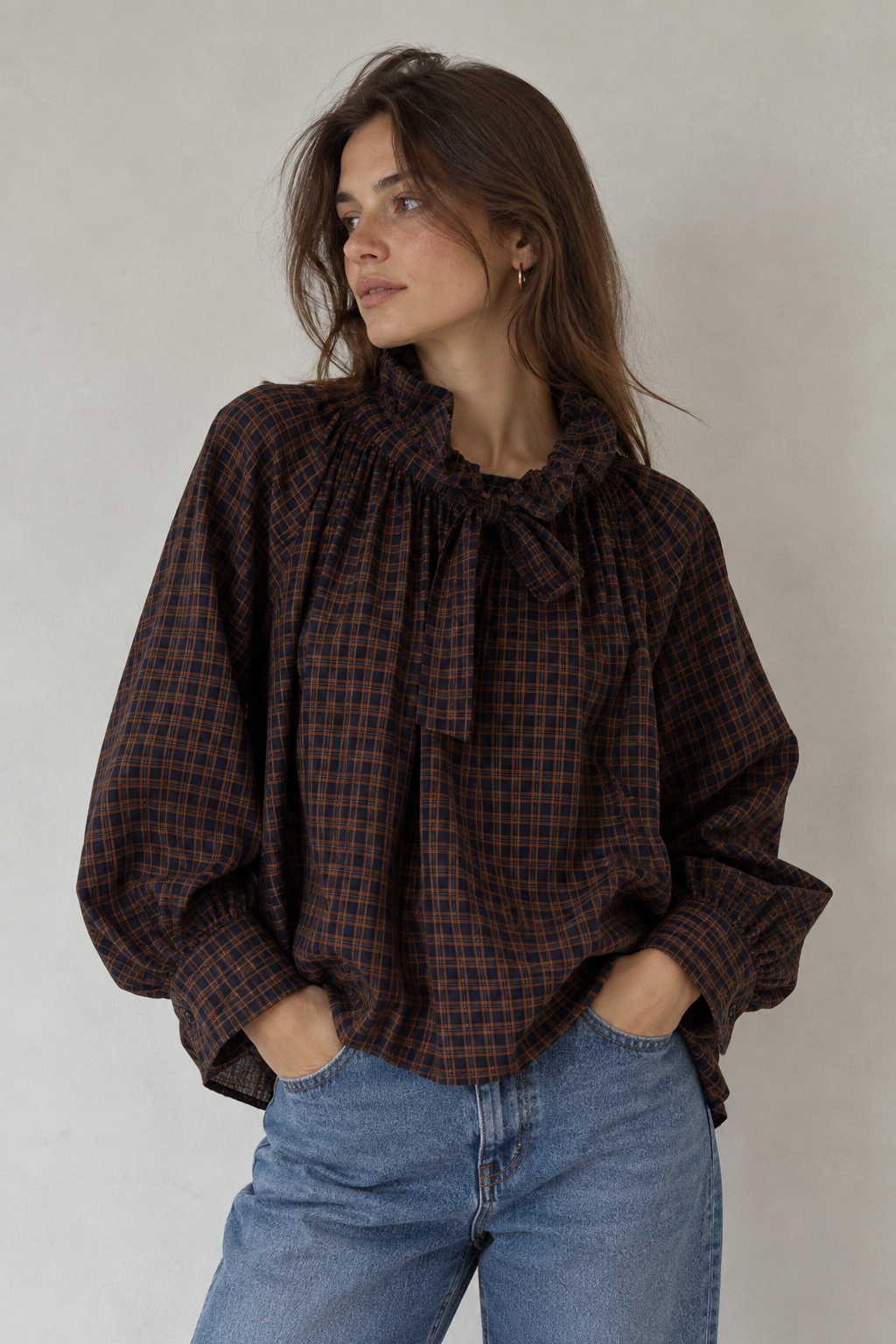 BLUSA CUADROS AZUL MARINO