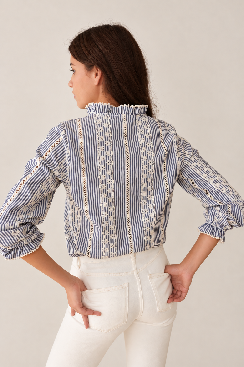 BLUSA RAYAS BORDADA - Imagen 2