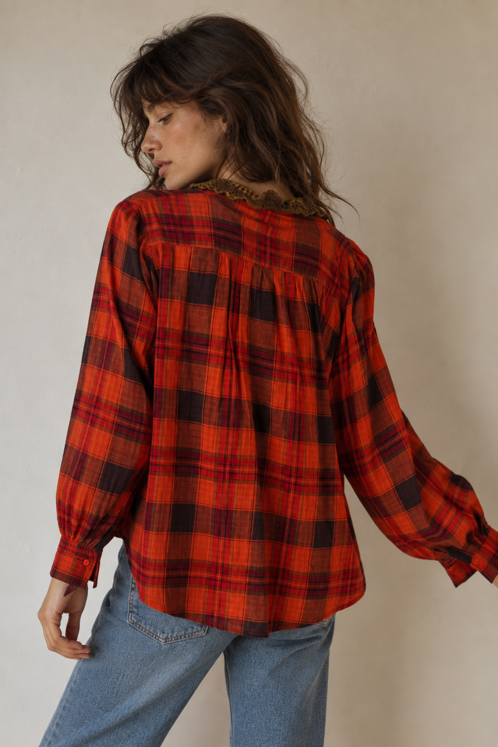 BLUSA TARTÁN ROJO - Imagen 2