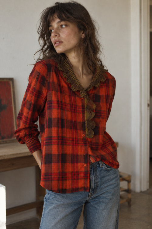 BLUSA TARTÁN ROJO