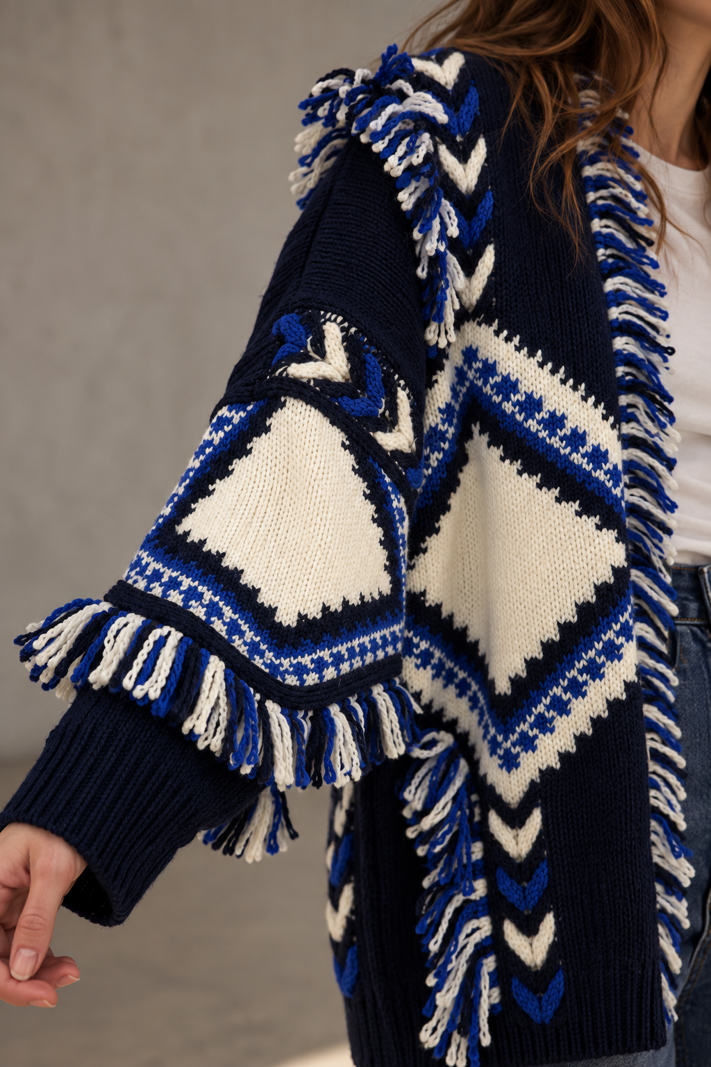 CHAQUETA NAVAJO TONOS AZULES - Imagen 2