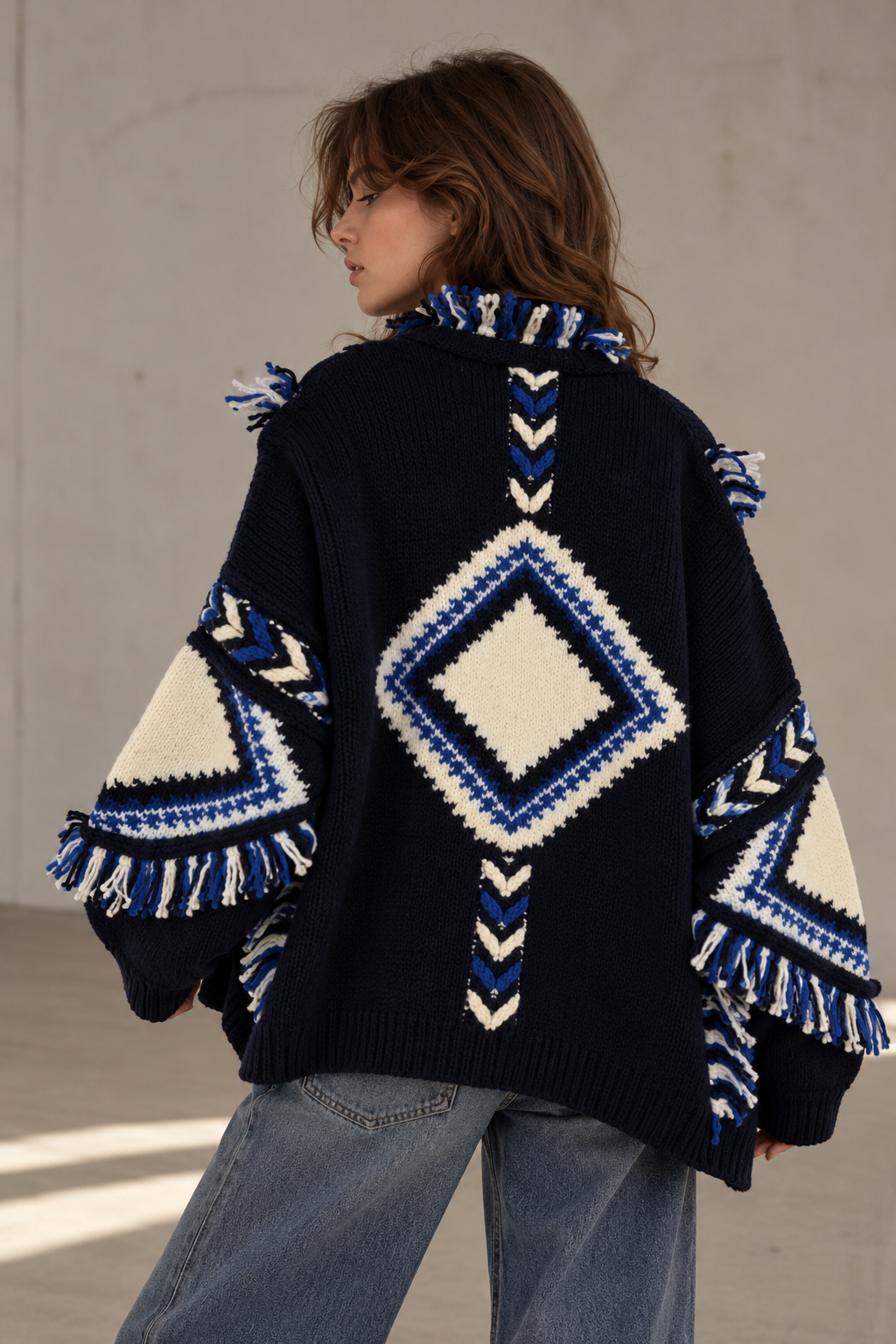 CHAQUETA NAVAJO TONOS AZULES - Imagen 3