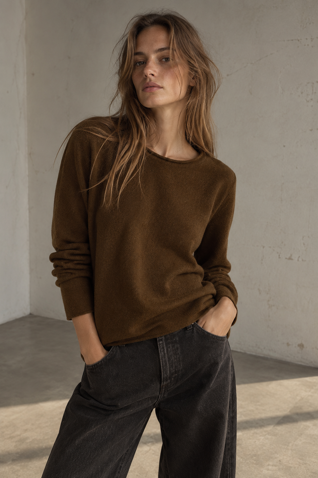 JERSEY 100%WOOL BROWN