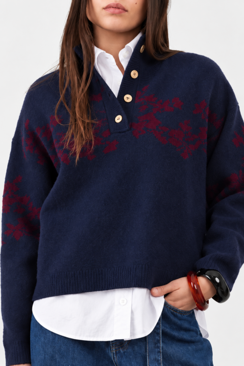 JERSEY ALPINE FLOWER NAVY
